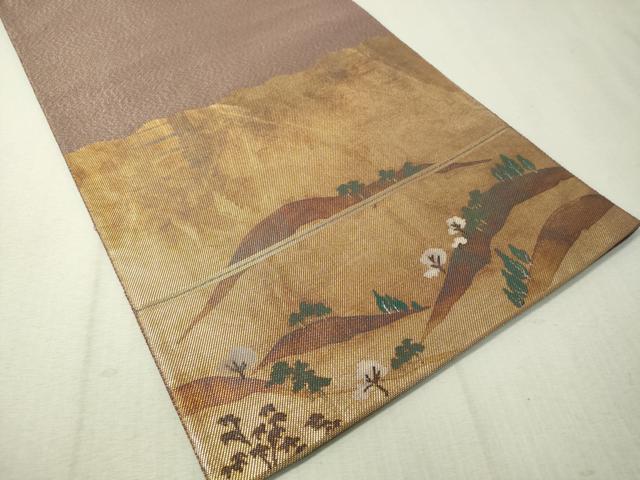 平和屋着物▼太鼓柄袋帯 手描き 燿斐天目 金通し地 正絹 逸品 CAAX0171vp