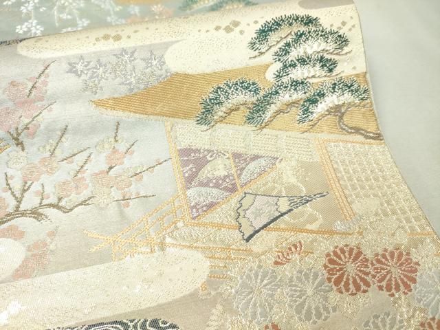 平和屋着物▼六通柄袋帯 桃山絵巻 金糸 正絹 逸品 CAAX0295vp