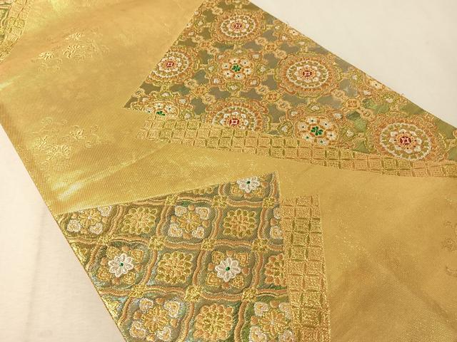平和屋着物▼六通柄袋帯 色紙重ね吉祥花文 金銀糸 引箔 正絹 逸品 CAAX0388vp