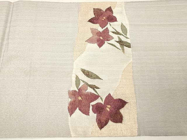 平和屋着物●太鼓柄袋帯 枝葉文 金糸 正絹 逸品 CAAX0530yk