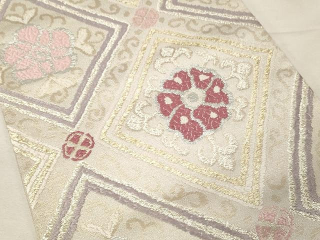 平和屋着物▼六通柄袋帯 唐織 菱花唐草文 金銀糸 正絹 逸品 CAAX0654yk