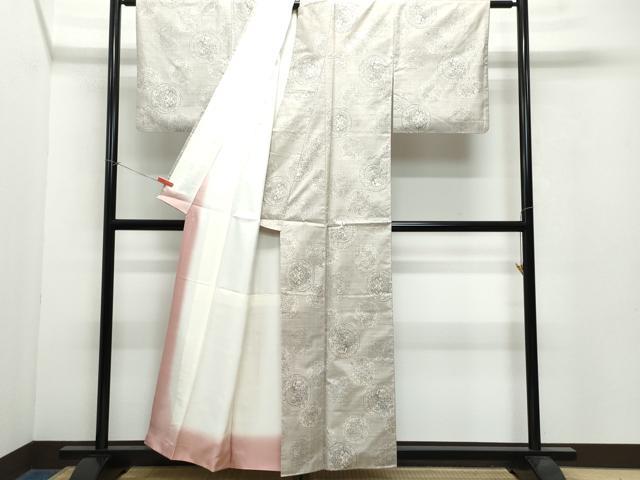 平和屋着物●本場大島紬 白大島 9マルキ 絵皿鳳凰草花文 正絹 逸品 CAAX0803vf