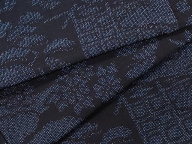 平和屋着物●結城紬 100亀甲 風景松花文 正絹 逸品 CAAX0805vf