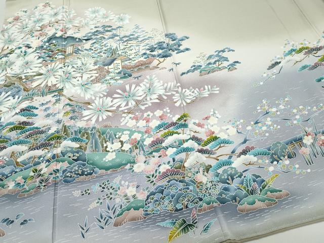 平和屋着物●豪華色留袖 友禅 作家物 風景草花文 暈し染め 正絹 逸品 CAAX0811vf