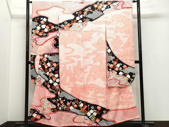 平和屋着物●豪華振袖 総絞り 枝松花文 金彩 正絹 逸品 CAAX0825vf