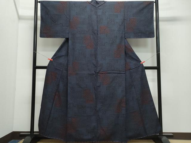 平和屋着物●結城紬 80亀甲 吉祥文 正絹 逸品 CAAX0882vf