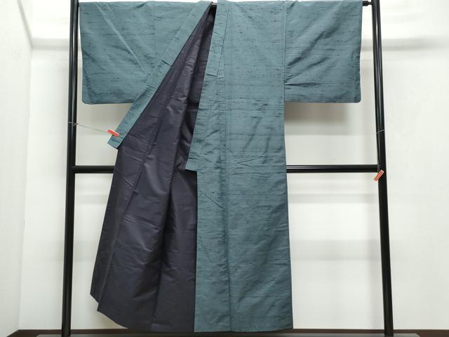平和屋着物●男性 紬 錆鉄御納戸色 正絹 逸品 CAAX0911vf