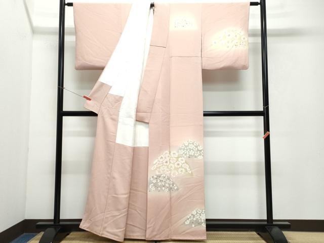 平和屋着物●訪問着 友禅 作家物 舞花文 鬼しぼ縮緬 正絹 逸品 CAAX0925vf