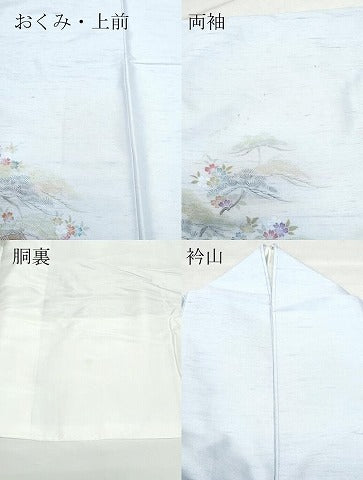 平和屋着物●訪問着 友禅 白山紬 風景舟松花文 正絹 逸品 CAAX0977vf