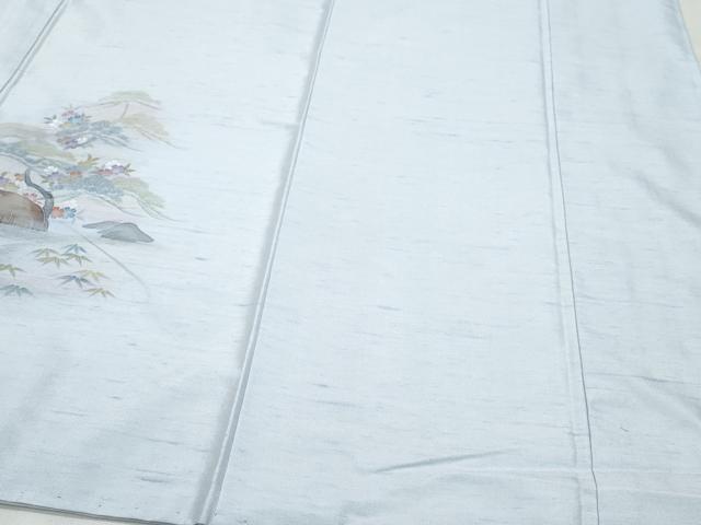 平和屋着物●訪問着 友禅 白山紬 風景舟松花文 正絹 逸品 CAAX0977vf