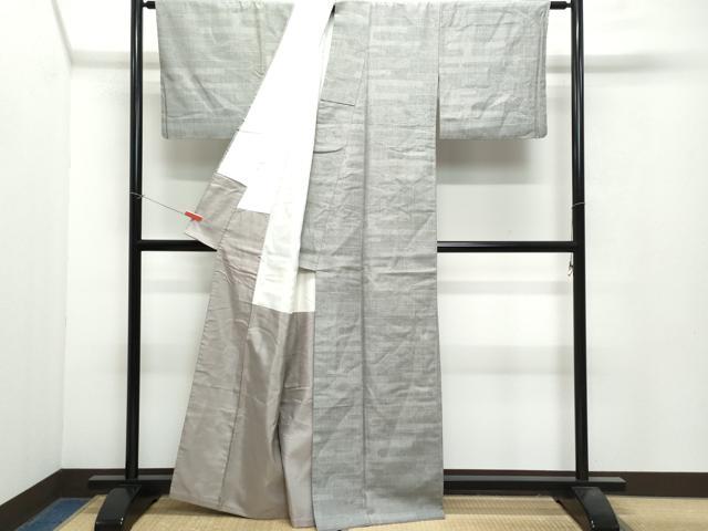 平和屋着物●結城紬 80亀甲 エ霞文 正絹 逸品 CAAX1022vf