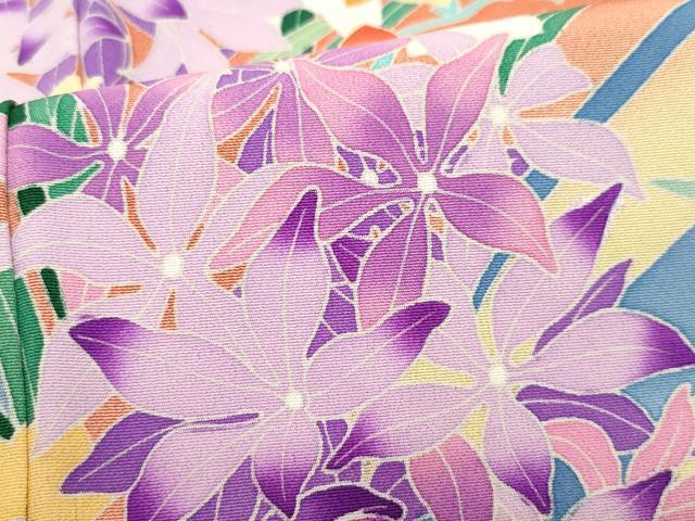 平和屋着物●豪華振袖・長襦袢セット 友禅 作家物 吉祥草花文 正絹 逸品 CAAX1025vf