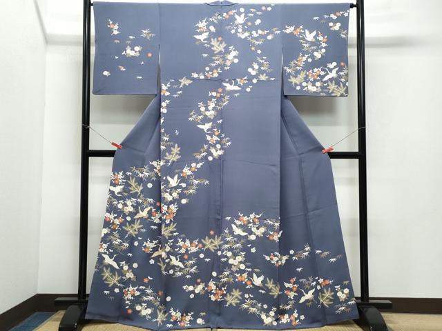 平和屋着物●創業460年・千總 訪問着 駒刺繍 飛鶴草花文 金彩 松坂屋扱い 正絹 逸品 CAAX1054vf