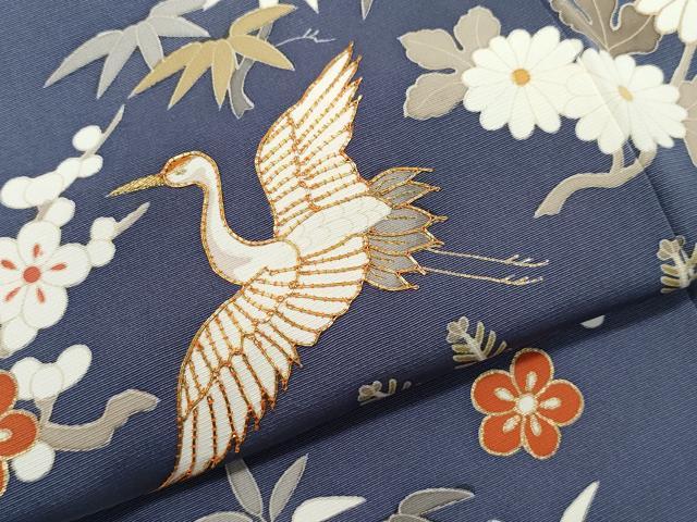 平和屋着物●創業460年・千總 訪問着 駒刺繍 飛鶴草花文 金彩 松坂屋扱い 正絹 逸品 CAAX1054vf