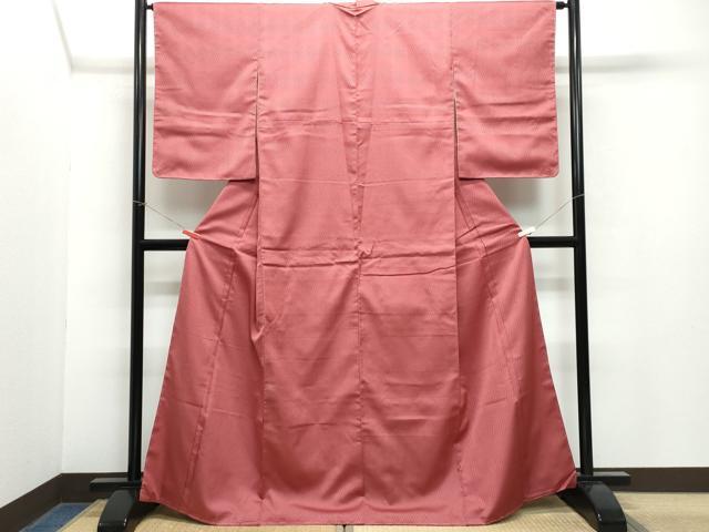 平和屋着物●上質な紬 市松綾織 幾何学文様 正絹 逸品 CAAX1056vf