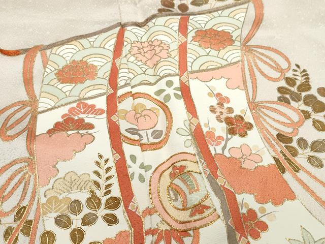平和屋着物●訪問着 駒刺繍 几帳草花丸文 金彩 正絹 逸品 CAAX1091vf