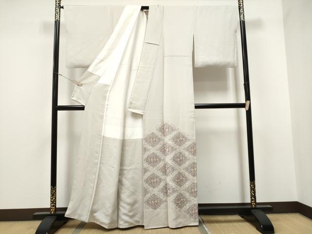 平和屋着物●豪華色留袖 総刺繍 菱花唐草文 金糸 暁鼠色地 正絹 逸品 未使用 CAAX1223hy