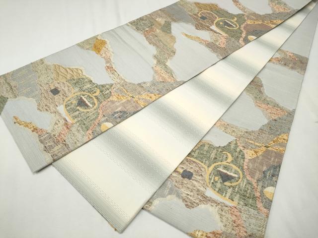 平和屋着物●両面 六通柄袋帯 紬地 道長唐草文 金糸 正絹 逸品 CAAX1307hy