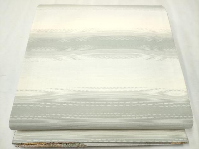 平和屋着物●両面 六通柄袋帯 紬地 道長唐草文 金糸 正絹 逸品 CAAX1307hy