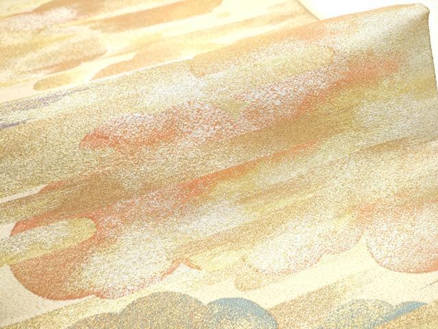 平和屋着物●六通柄袋帯 綴れ 雲重ねエ霞文 金銀糸 正絹 逸品 CAAX1414hy