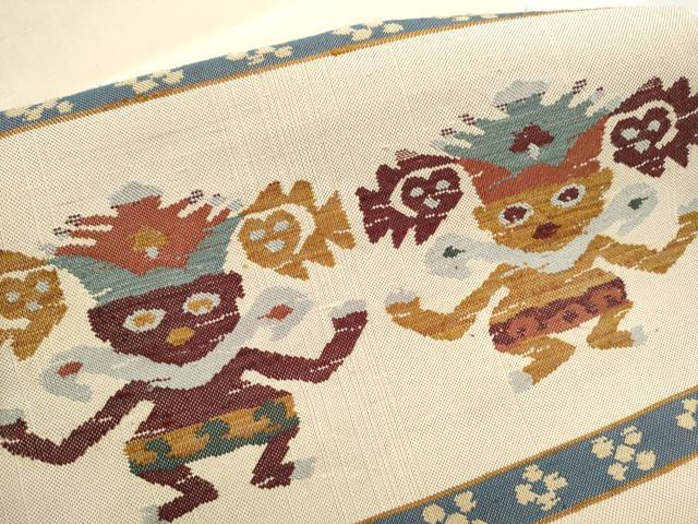 平和屋着物●六通柄 本袋帯 紬地 インカ文様 ビラコチャ 正絹 逸品 CAAX1519hy