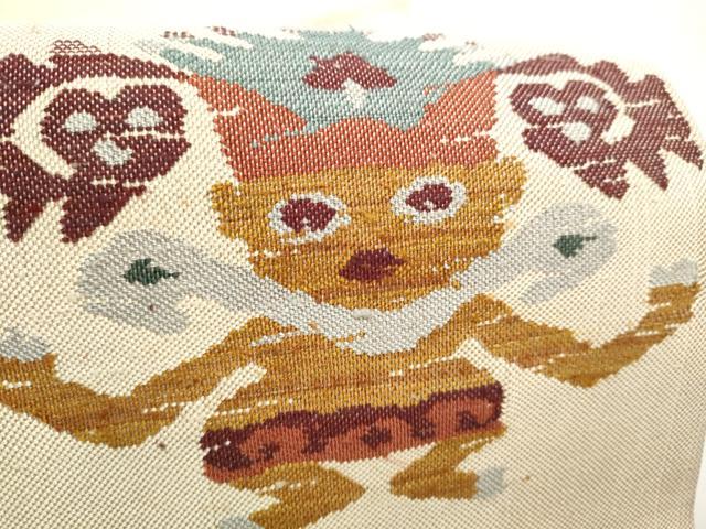 平和屋着物●六通柄 本袋帯 紬地 インカ文様 ビラコチャ 正絹 逸品 CAAX1519hy
