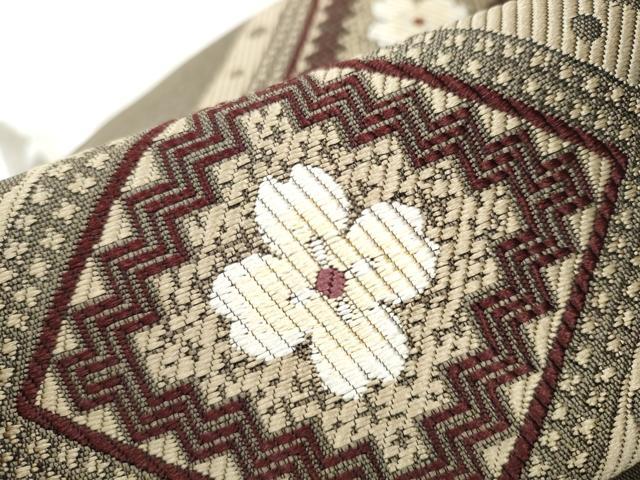 平和屋着物●ワンタッチつけ帯 唐織 菱花文 正絹 逸品 CAAX1549hy