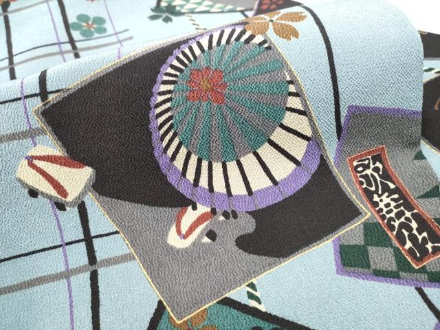 平和屋着物●九寸名古屋帯 歌舞伎 金彩 鬼しぼ縮緬 正絹 逸品 CAAX1552hy