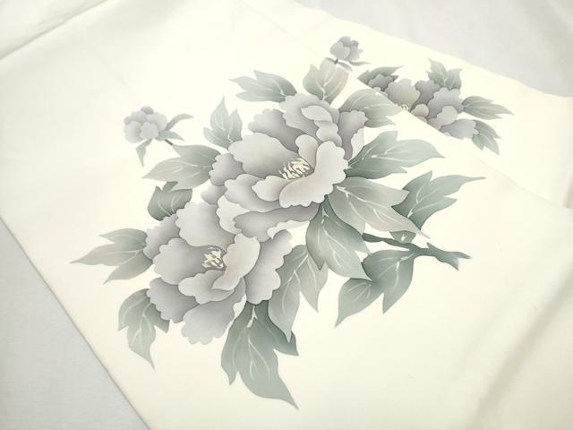 平和屋着物●塩瀬 九寸名古屋帯 牡丹 正絹 逸品 CAAX1596hy