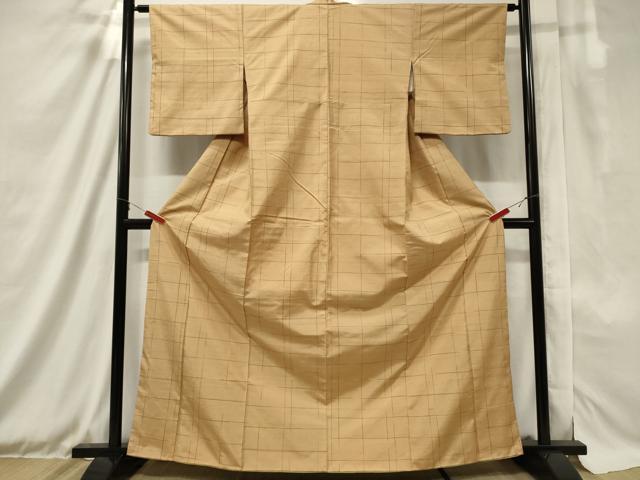 平和屋着物■上質な紬 格子柄 正絹 逸品 CAAX2231in