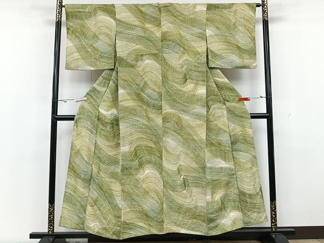 平和屋着物▽上質な小紋 単衣 幾何学文 正絹 逸品 CAAX2456xi