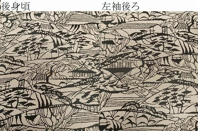 平和屋着物▽上質な小紋 単衣 型染め 風景文 正絹 逸品 CAAX2462xi