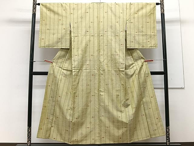 平和屋着物▽上質な紬 単衣 琉球絣文様 正絹 逸品 CAAX2465xi