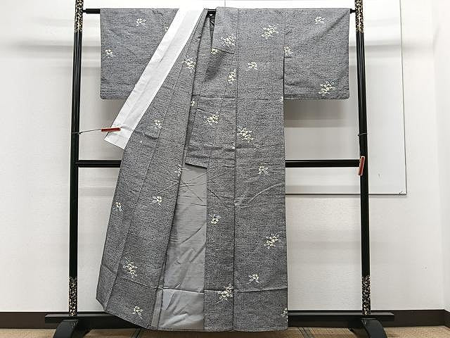 平和屋着物▽上質な紬 単衣 舞花文 正絹 逸品 CAAX2488xi