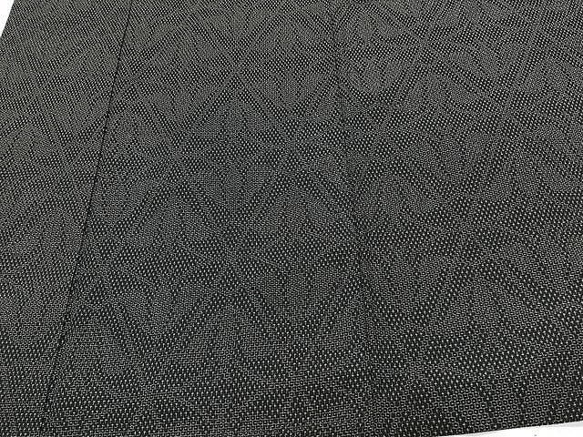 平和屋着物▽本塩沢 単衣 110亀甲 花菱文 黒地 正絹 逸品 CAAX2492xi