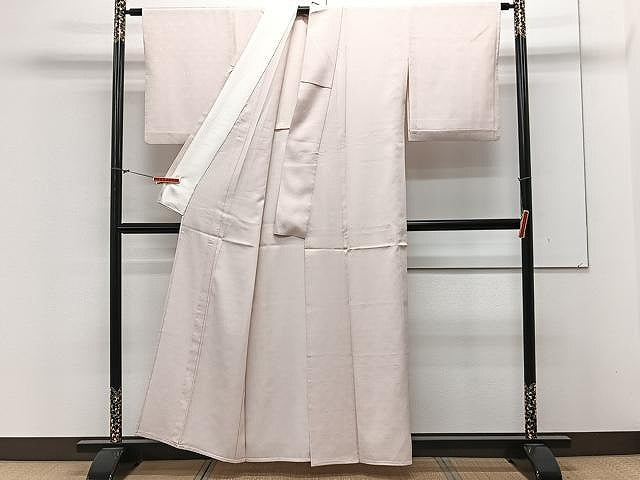 平和屋着物▽上質な色無地 単衣 紗綾形地紋 灰桜色 正絹 逸品 CAAX2498xi