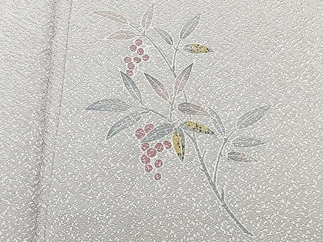 平和屋着物▽京加賀友禅 百貫達雄 色無地 単衣 霞地紋 灰桜色 正絹 逸品 CAAX2502xi