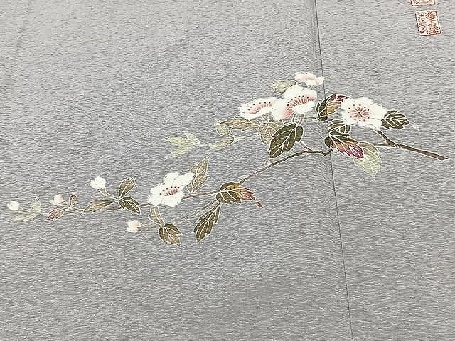 平和屋着物▽京加賀友禅 百貫達雄 色無地 単衣 素色 正絹 逸品 CAAX2522xi