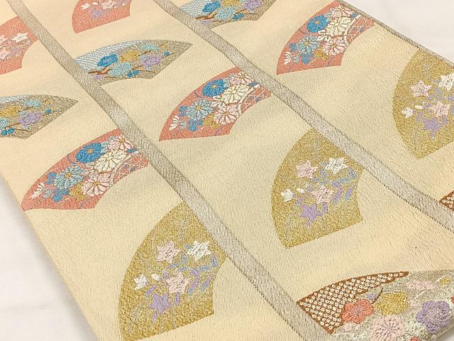 平和屋着物◎太鼓柄袋帯 唐織 地紙枝花間道 金銀糸 正絹 逸品 CAAX2938id