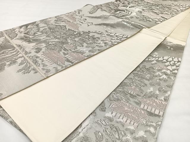 平和屋着物◎六通柄袋帯 風景文 銀糸 正絹 逸品 CAAX2948id