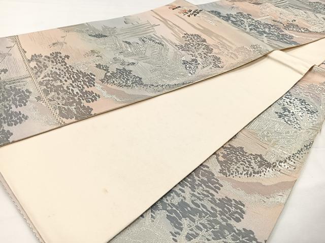 平和屋着物◎六通柄袋帯 東海道 廣重 銀糸 正絹 逸品 CAAX2969id
