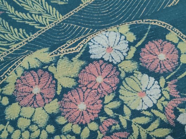 平和屋着物●上質な小紋 紬地 草花文 正絹 逸品 CAAX3039th