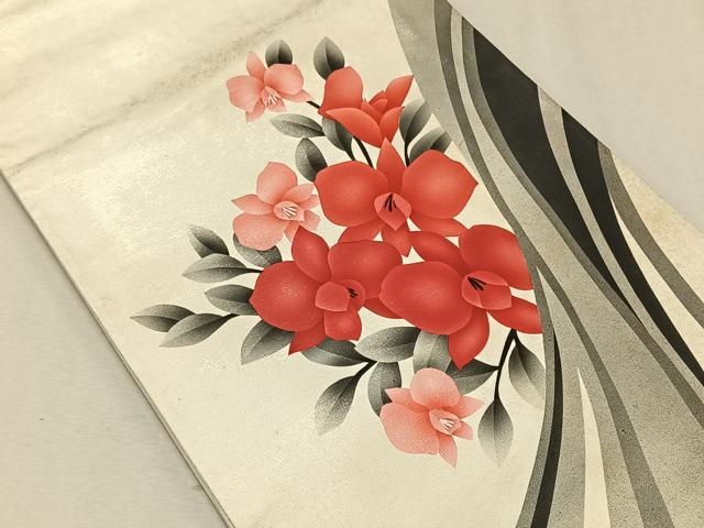 平和屋着物◎太鼓柄袋帯 流線花文 正絹 逸品 CAAX3268qv