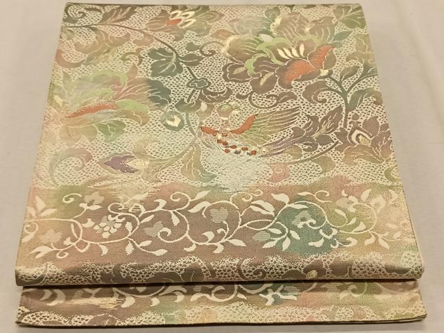 平和屋着物◎六通柄袋帯 更紗花鳥文 金糸 正絹 逸品 CAAX3354qv