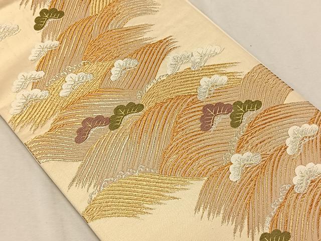 平和屋着物◎六通柄袋帯 唐織 浜松文 金銀糸 正絹 逸品 CAAX3355qv