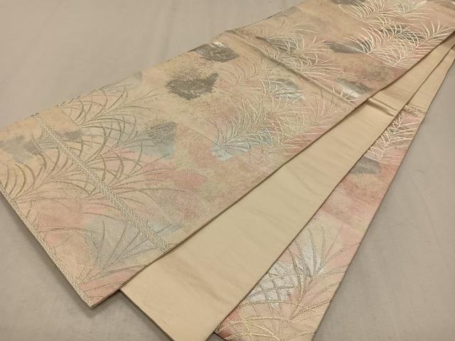 平和屋着物◎西陣 六通柄袋帯 草葉文 金銀糸 正絹 逸品 CAAX3375qv