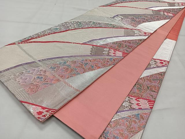 平和屋着物◎六通柄袋帯 唐織 孔雀羽文 プラチナ箔二重織 正絹 逸品 CAAX3490qv