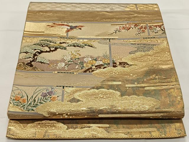 平和屋着物◎六通柄袋帯 唐織 鳳凰花文 金糸 正絹 逸品 CAAX3542qv