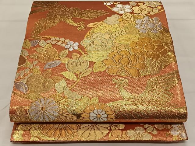 平和屋着物◎佐賀錦 六通柄袋帯 鳳凰花丸文 金銀糸 正絹 逸品 CAAX3577qv