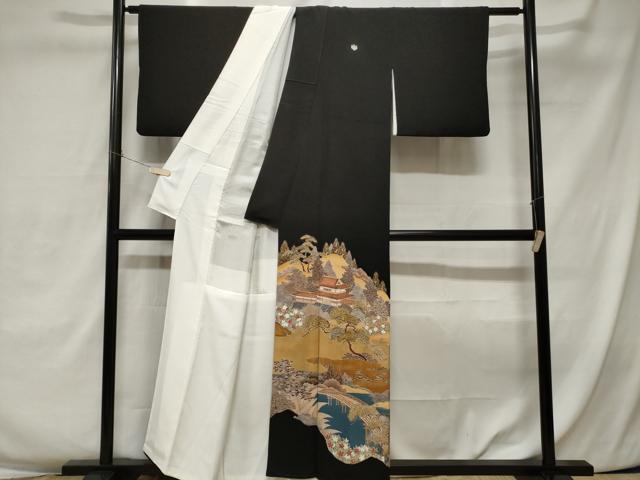 平和屋着物■豪華黒留袖 駒刺繍 御所解文 金彩 正絹 逸品 CAAX3671ev